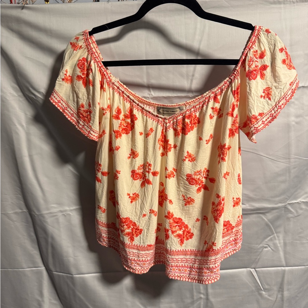 Flying Tomato Cream and Red Floral Blouse